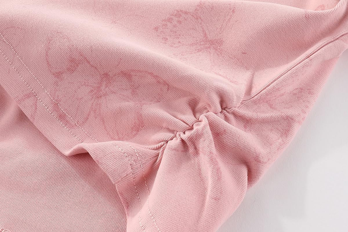 2-7T Spring Fall Little Girls 2Pcs Clothing Set Butterfly T Shirt and Boot-Cut Jeans