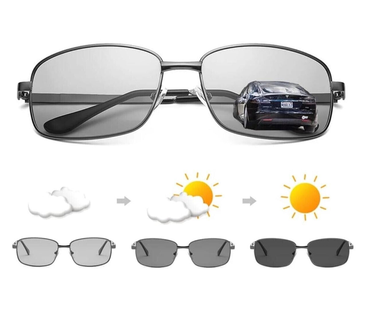 Mens Polarized Photochromic Sunglasses UV400 Pilot Sport Glasses Driving Eyewear