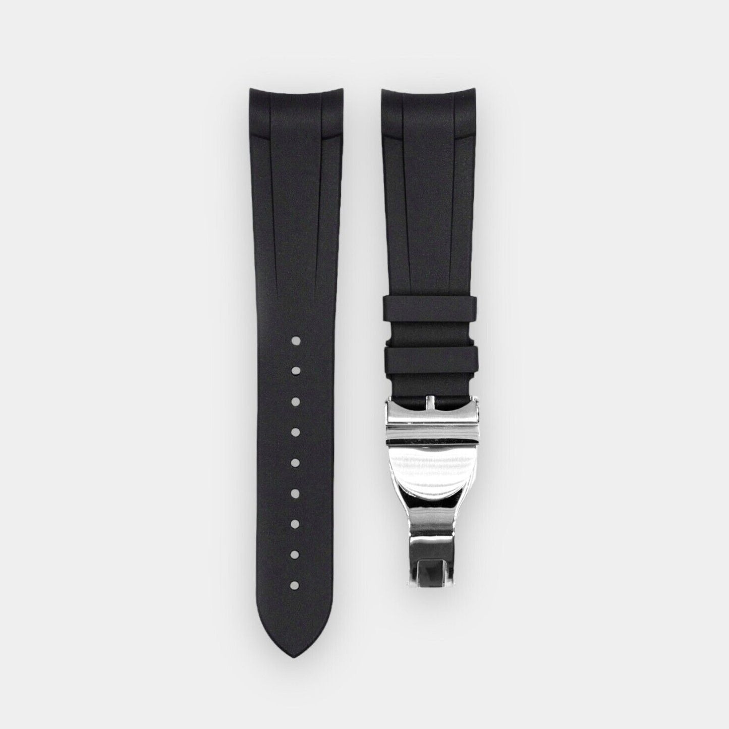 22Mm Black Curved End FKM Rubber Watch Strap Band for Tudor Black Bay GMT Chrono