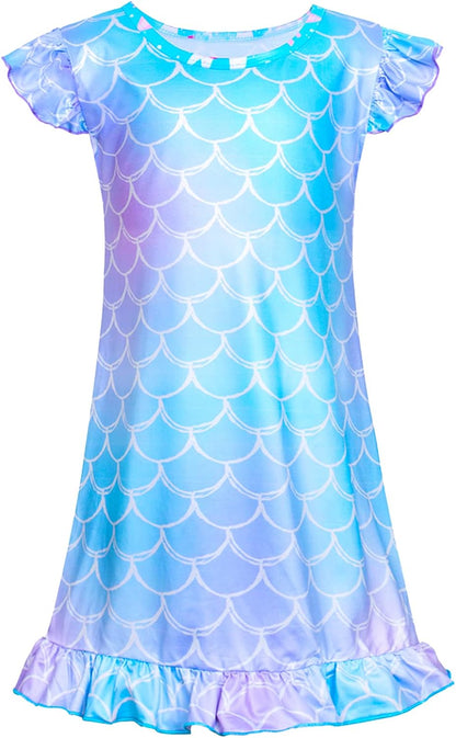 Kid Girls Nightgown Night Dress Unicorn Rainbow Princess Pajamas Sleepwear Nightie