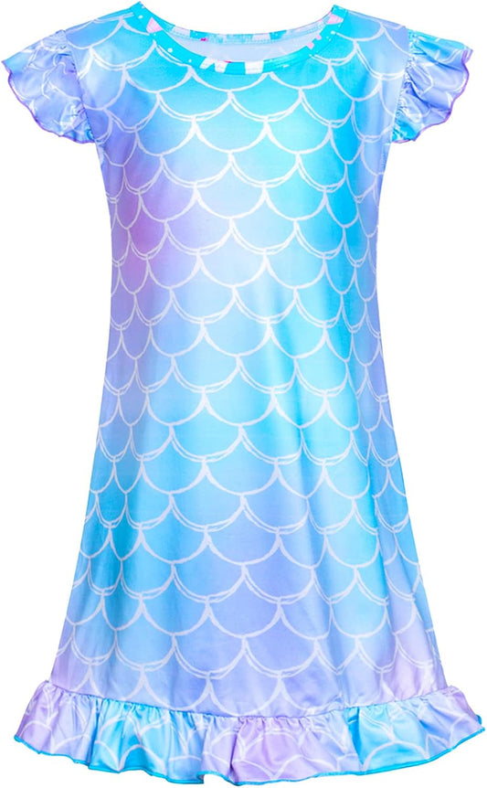 Kid Girls Nightgown Night Dress Unicorn Rainbow Princess Pajamas Sleepwear Nightie