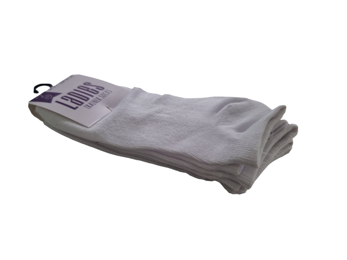 Ladies Trainers Socks White X 3 Pairs Triple Pack Size 4 to 7 Medium SK272