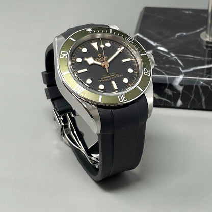 22Mm Black Curved End FKM Rubber Watch Strap Band for Tudor Black Bay GMT Chrono