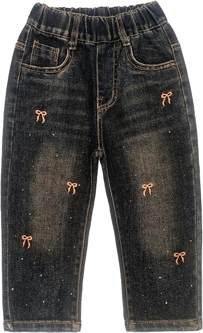 2-7T Spring Fall Summer Little Girls 2Pcs Clothing Set T Shirt and Jeans