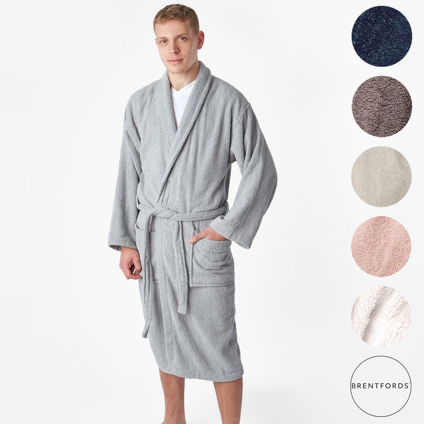 Brentfords Mens 100% Cotton Bath Robe Terry Towel Luxury Dressing Gown Unisex