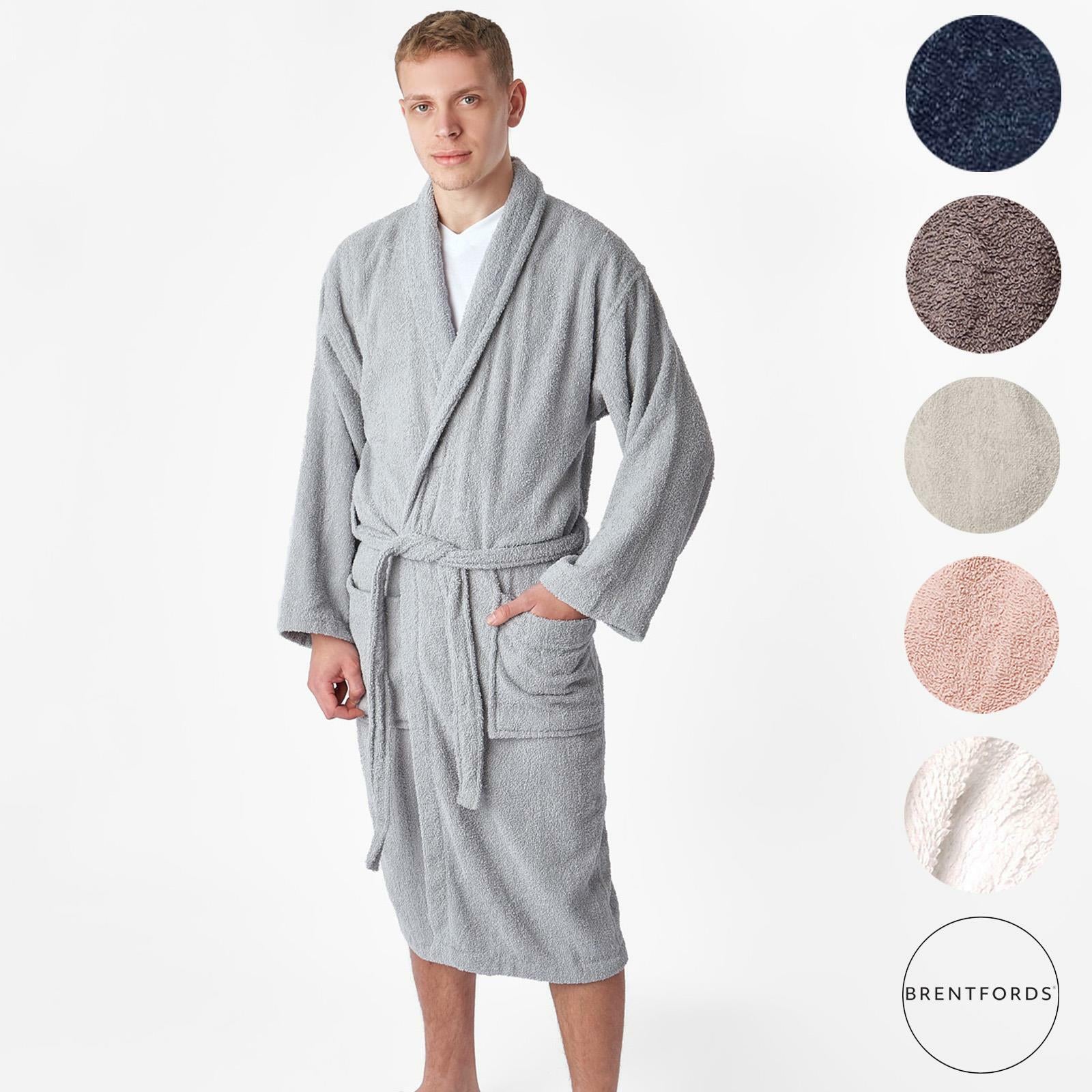 Brentfords Mens 100% Cotton Bath Robe Terry Towel Luxury Dressing Gown Unisex