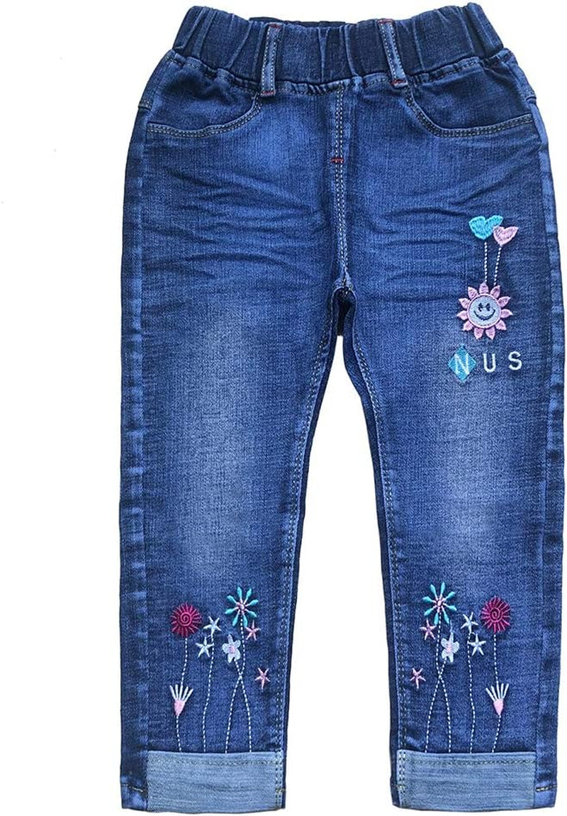 2-11T Toddler Big Girls Pants Clothing Set 2Pcs Cotton Top and Jeans