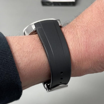 22Mm Black Curved End FKM Rubber Watch Strap Band for Tudor Black Bay GMT Chrono