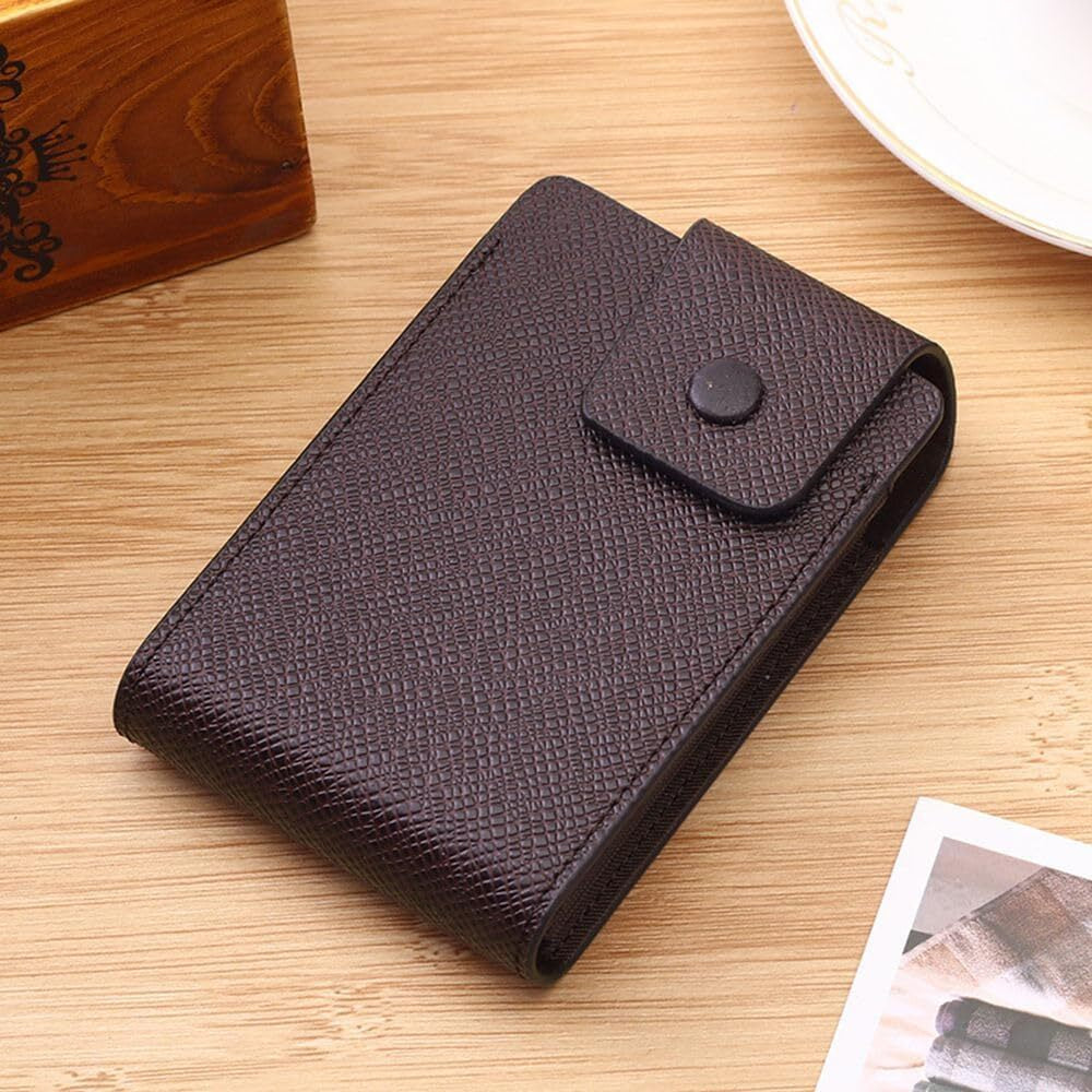 Credit Card Holder PU Leather ID Badge Money Pocket Purse 10 Slots Slim Case UK