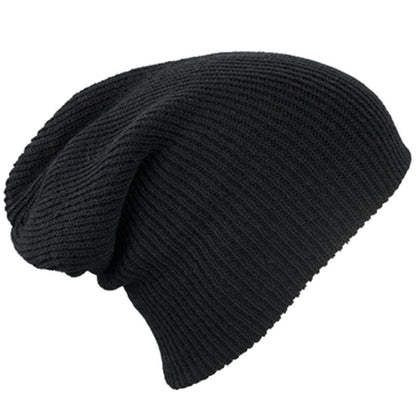 Mens Ladies Knitted Woolly Winter Slouch Beanie Hat Cap One Size Skateboard