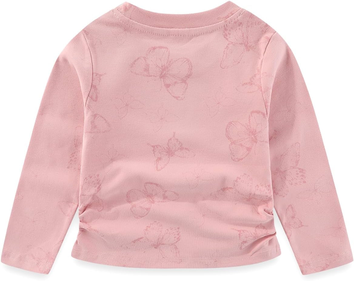 2-7T Spring Fall Little Girls 2Pcs Clothing Set Butterfly T Shirt and Boot-Cut Jeans