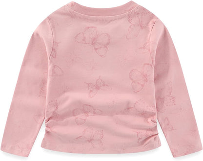 2-7T Spring Fall Little Girls 2Pcs Clothing Set Butterfly T Shirt and Boot-Cut Jeans