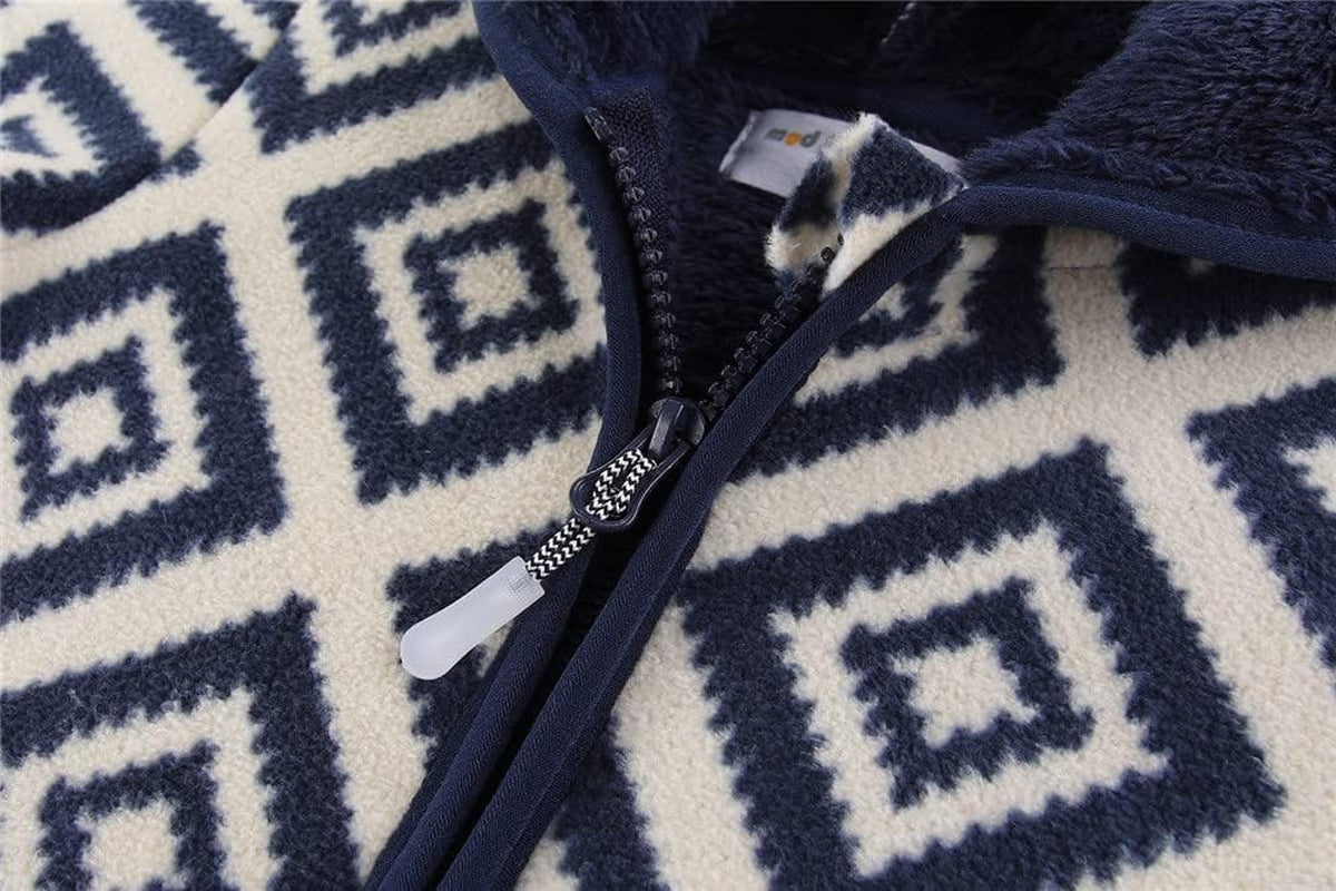 Boys Girls Polar Fleece Jacket with Hood Winter Thick Warm Outerwear Funny Cartoon