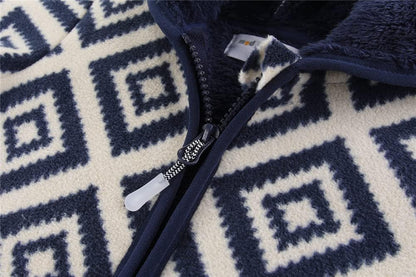 Boys Girls Polar Fleece Jacket with Hood Winter Thick Warm Outerwear Funny Cartoon