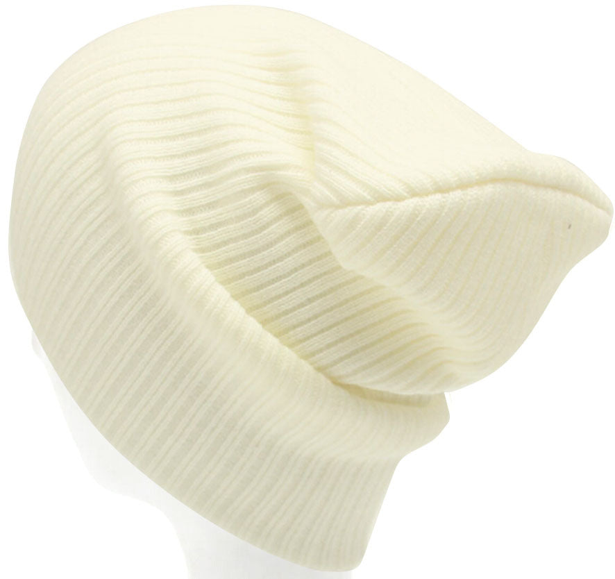 Mens Ladies Knitted Woolly Winter Slouch Beanie Hat Cap One Size Skateboard