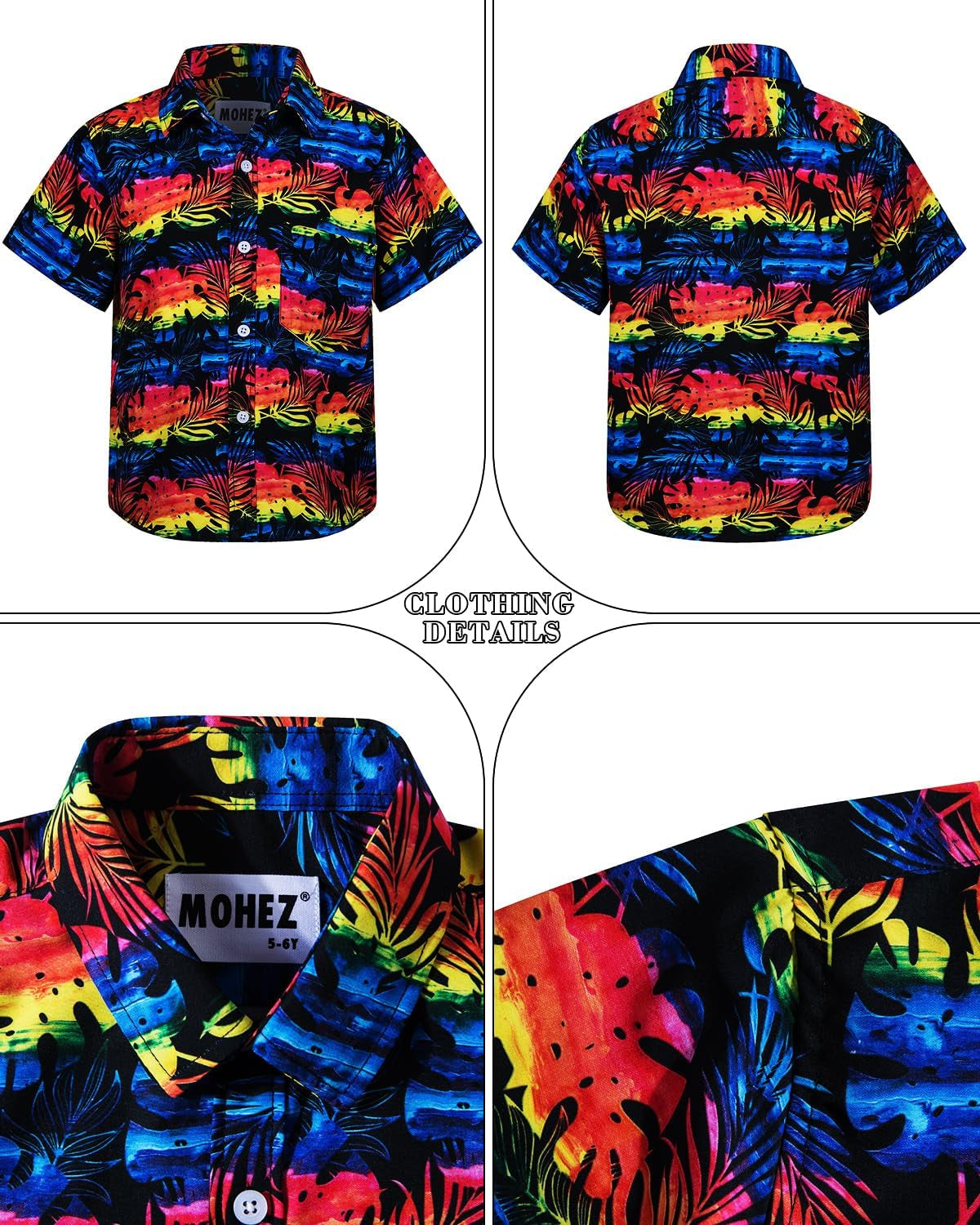 Boys Hawaiian Shirt and Short Set Summer Outfit Kids 2 Piece Festival Clothes Button down Shirts Clothes Set for Kids