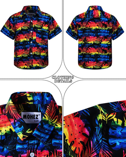 Boys Hawaiian Shirt and Short Set Summer Outfit Kids 2 Piece Festival Clothes Button down Shirts Clothes Set for Kids
