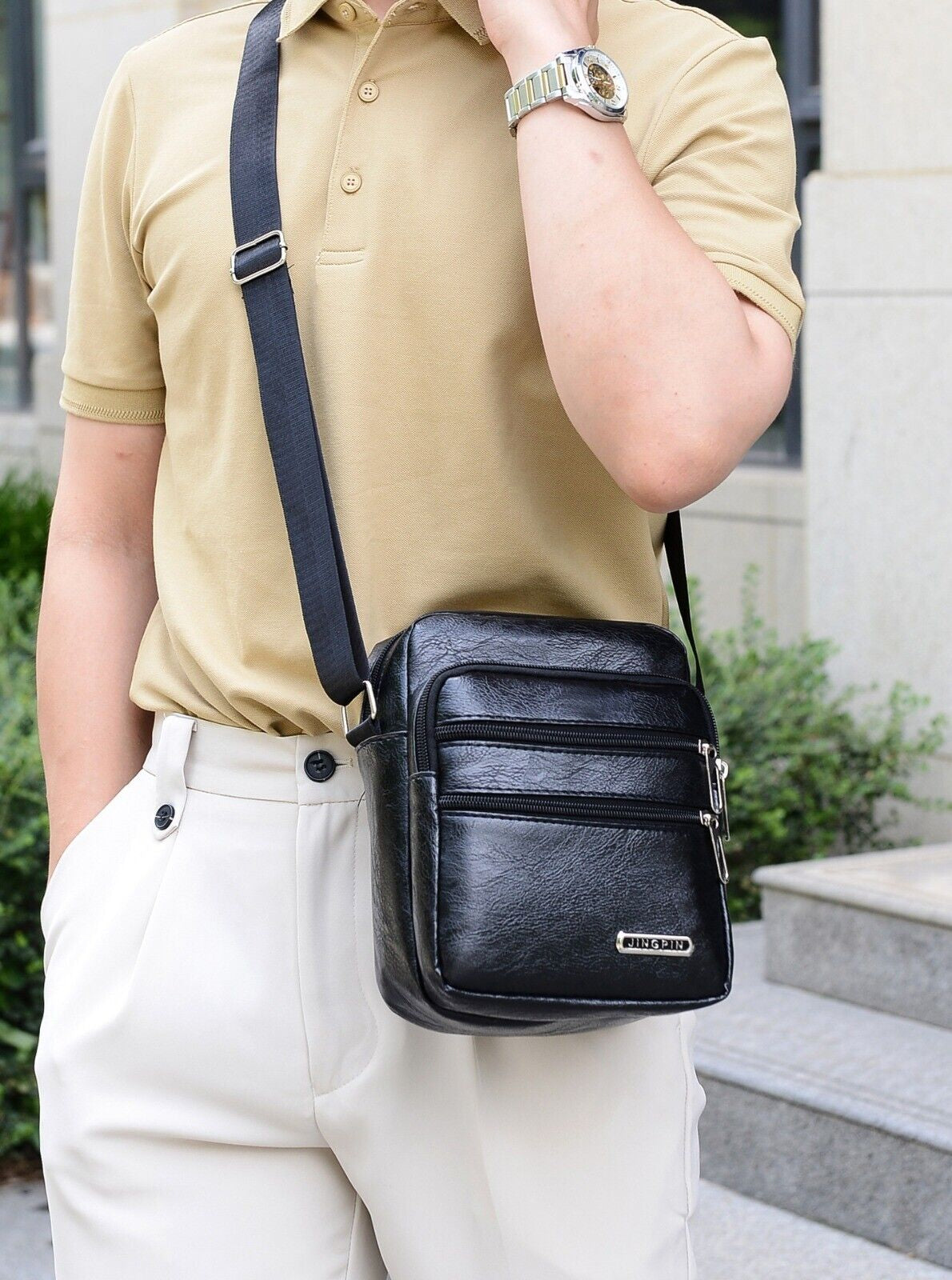 Men Small Laptop Messenger Bags Men'S Leather Shoulder Bag Crossbody Wallet Bags