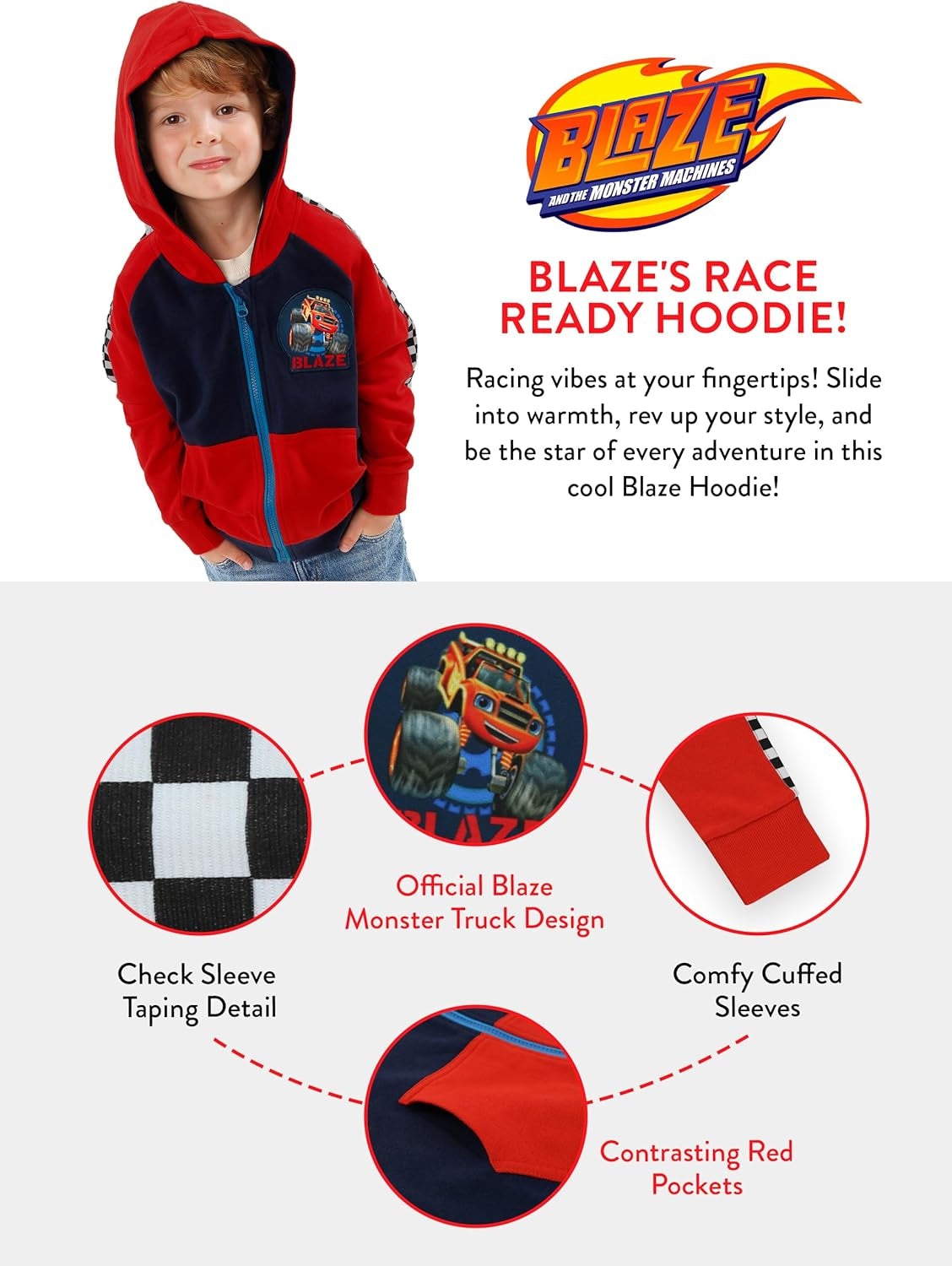 and the Monster Machines Boys Hoodie | Monster Truck Hoodies for Boys | Boys' Hoodies | Ages 18 Months to 8 Years