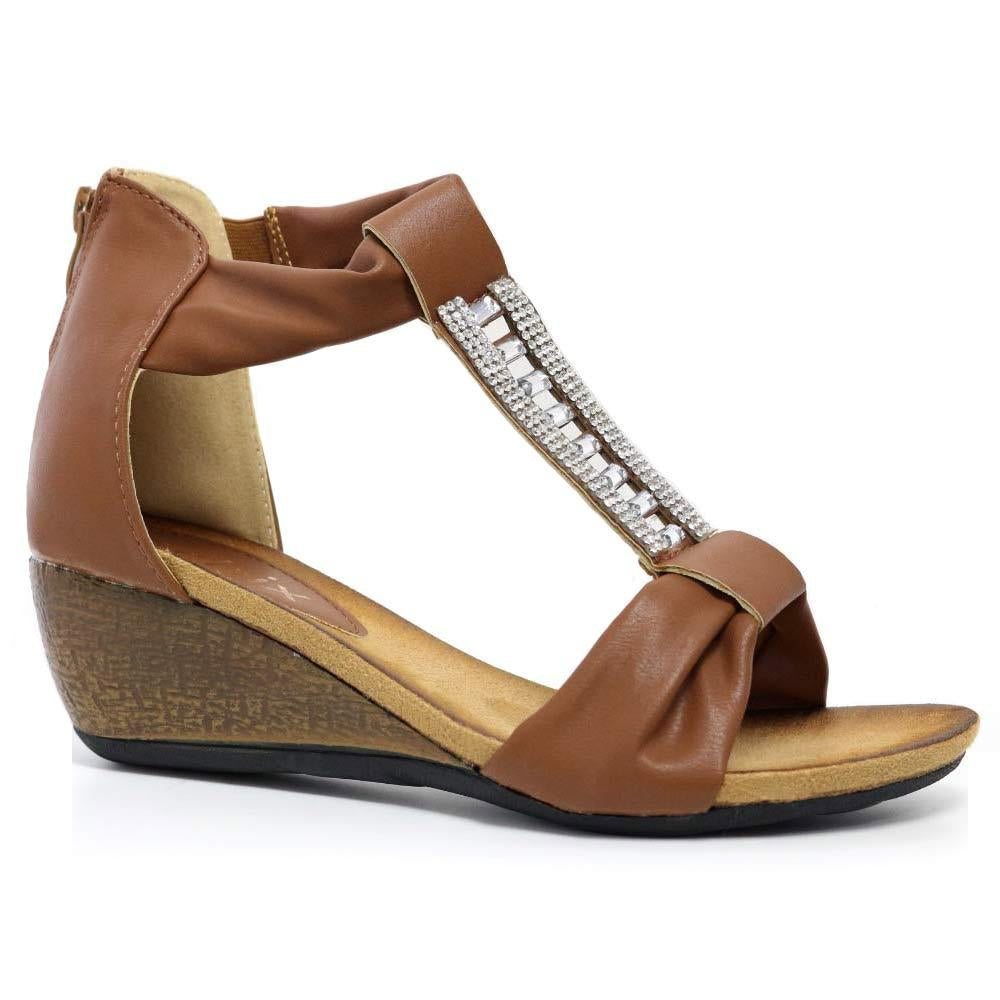 LADIES WEDGE SANDALS WOMENS HEELS NEW FANCY SUMMER DRESS PARTY BEACH SHOES SIZE
