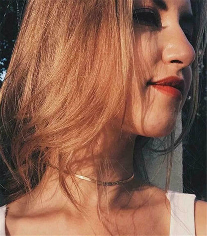 Simple Sexy Gold Silver Plated Shiny Flat Plain Snake Bone Chain Choker Necklace