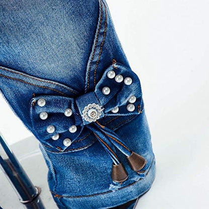 Spring Autumn Baby Girls Clothing Sets 3 Pcs Long Sleeve Tops Denim Jacket and Denim Trousers