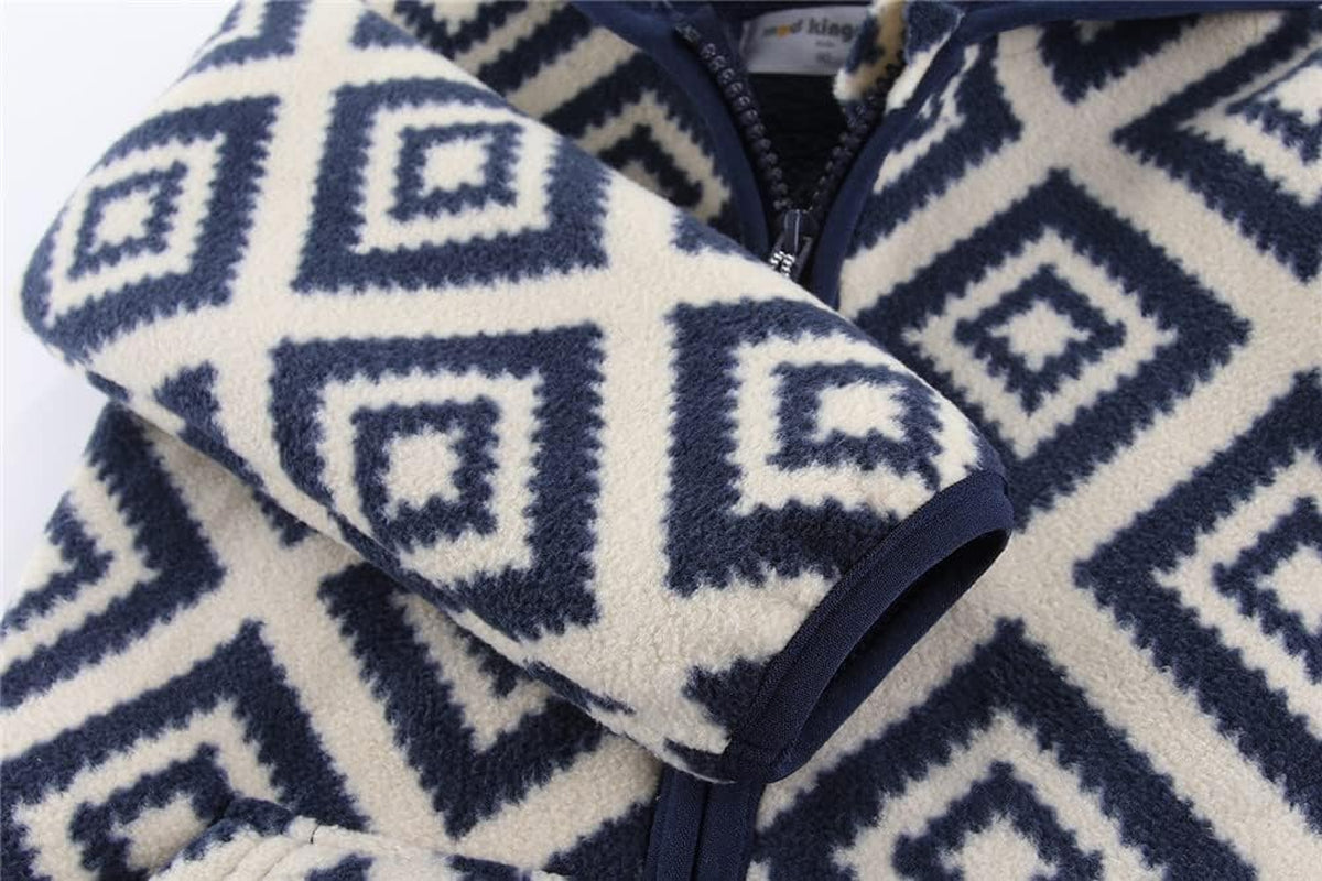 Boys Girls Polar Fleece Jacket with Hood Winter Thick Warm Outerwear Funny Cartoon