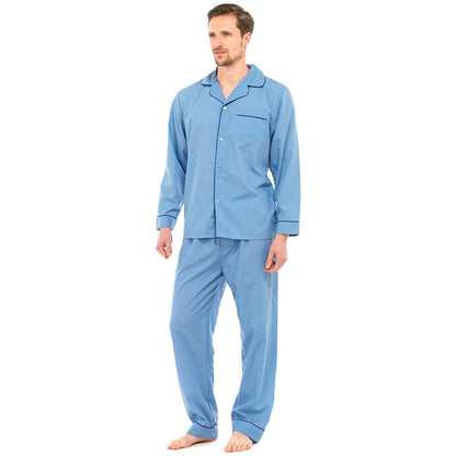 MENS TRADITIONAL PYJAMAS SET PLAIN PJ NIGHTWEAR LOUNGE WEAR TOP PANTS TROUSERS