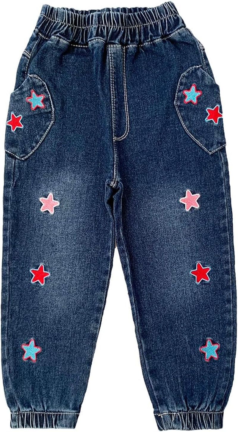 2-10Years Spring Autumn Girls 2Pcs Clothing Sets Long Sleeve Knit Sweater and Embroidery Jeans