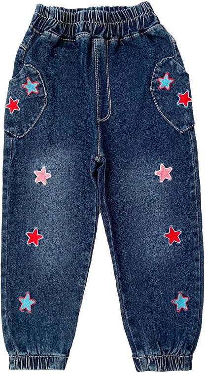 2-10Years Spring Autumn Girls 2Pcs Clothing Sets Long Sleeve Knit Sweater and Embroidery Jeans