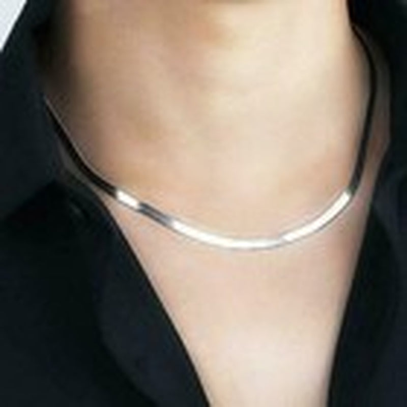 Simple Sexy Gold Silver Plated Shiny Flat Plain Snake Bone Chain Choker Necklace