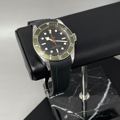 22Mm Black Curved End FKM Rubber Watch Strap Band for Tudor Black Bay GMT Chrono