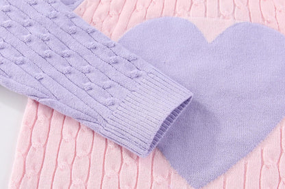 2-7T Spring Fall Little Girls 2Pcs Clothing Set Heart Sweater and Straight Jeans