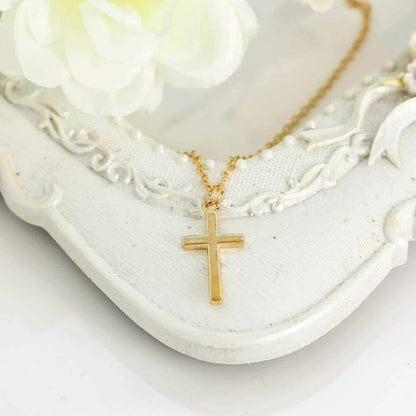 Christian Religious Silver Gold Chain Pendant Charm Small Cross Necklace Choker