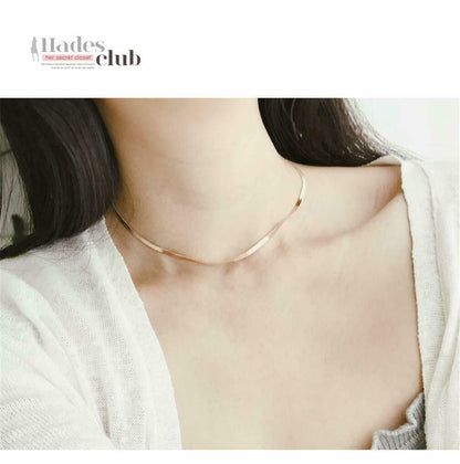 Simple Sexy Gold Silver Plated Shiny Flat Plain Snake Bone Chain Choker Necklace