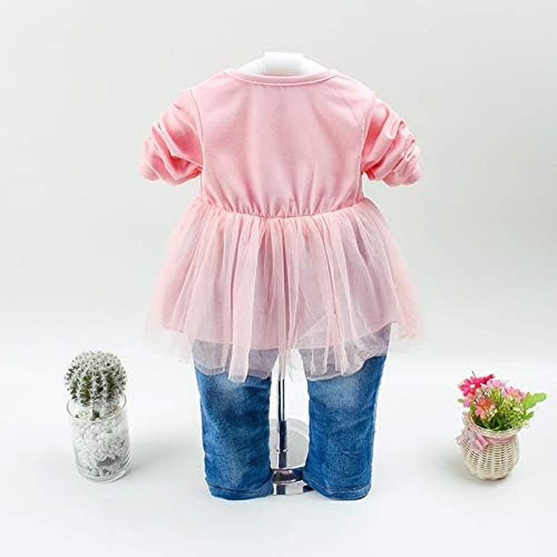 Spring Autumn Baby Girls Clothing Sets 3 Pcs Long Sleeve Tops Denim Jacket and Denim Trousers