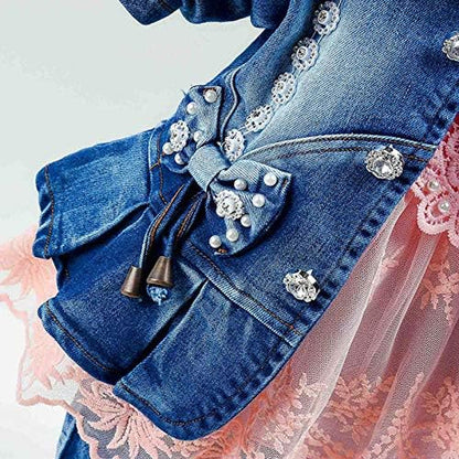 Spring Autumn Baby Girls Clothing Sets 3 Pcs Long Sleeve Tops Denim Jacket and Denim Trousers