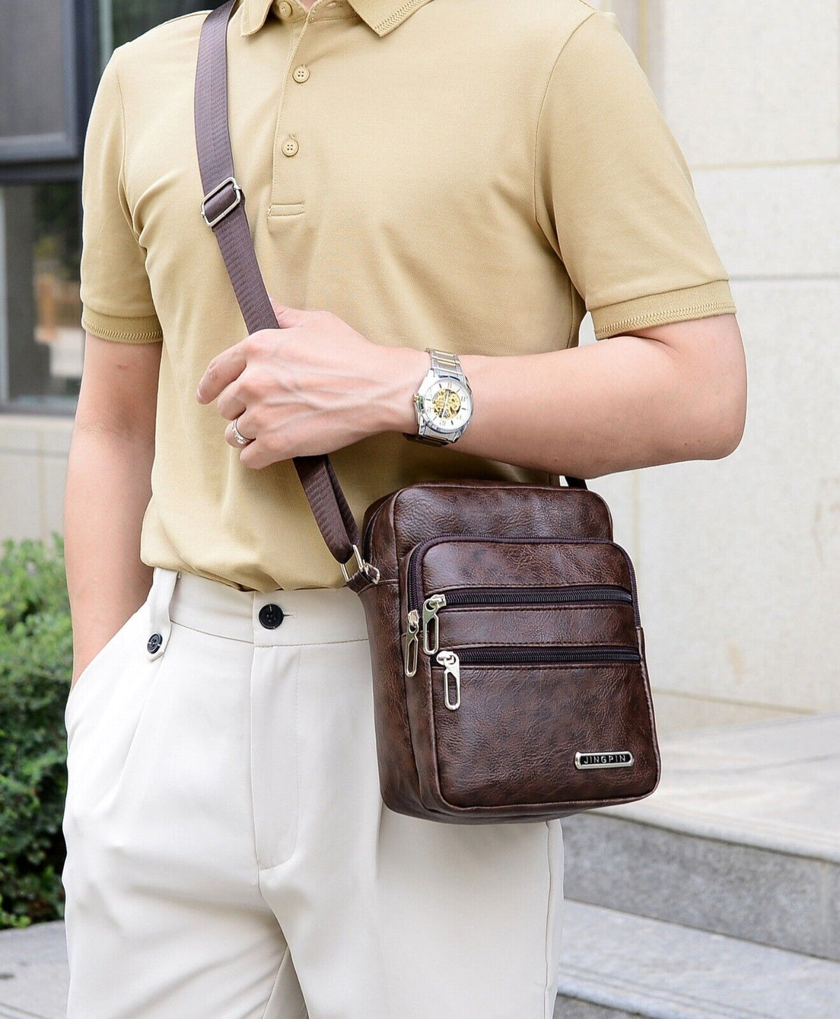 Men Small Laptop Messenger Bags Men'S Leather Shoulder Bag Crossbody Wallet Bags