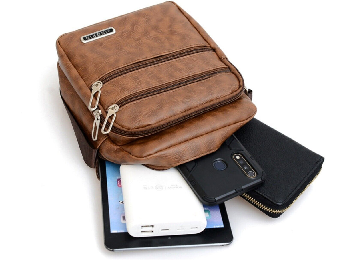 Men Small Laptop Messenger Bags Men'S Leather Shoulder Bag Crossbody Wallet Bags