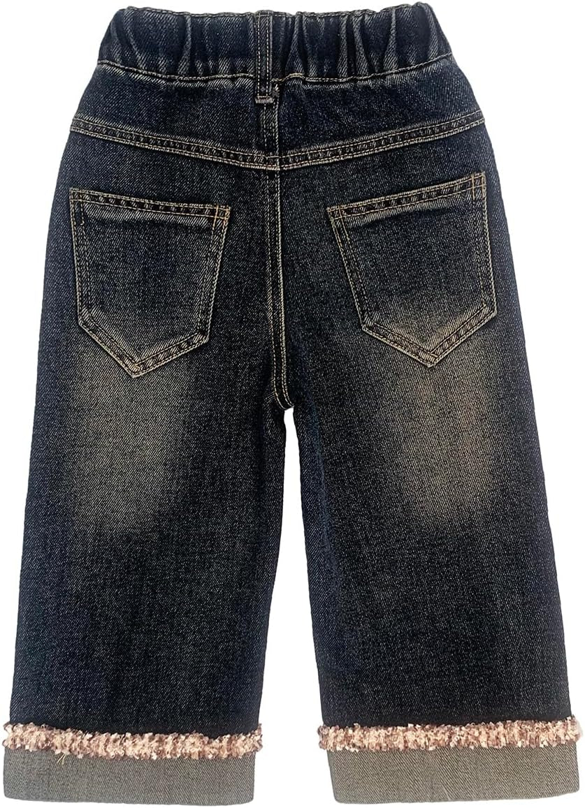 2-7T Spring Fall Little Girls 2Pcs Clothing Set Heart Sweater and Straight Jeans