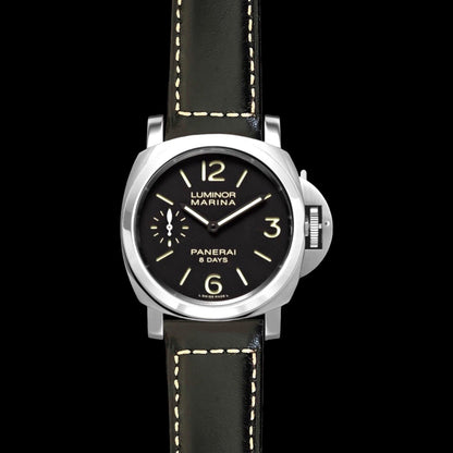 24Mm Black Vintage Leather Watch Strap Band Made for Panerai