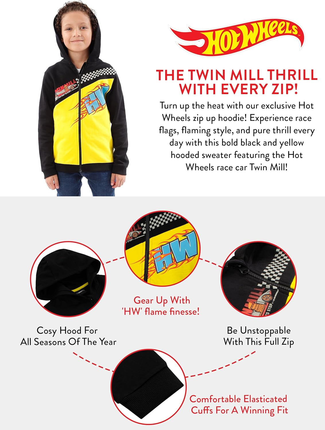 Boys Hoodie | Race Car Boys Zip up Hoodie | Cotton Kids Hoodies | Ages 3 to 13 Years