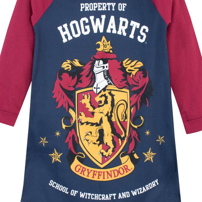 Girls Nightdress | Gryffindor Girls' Nighties | Long Sleeve Hogwarts Nightie for Kids