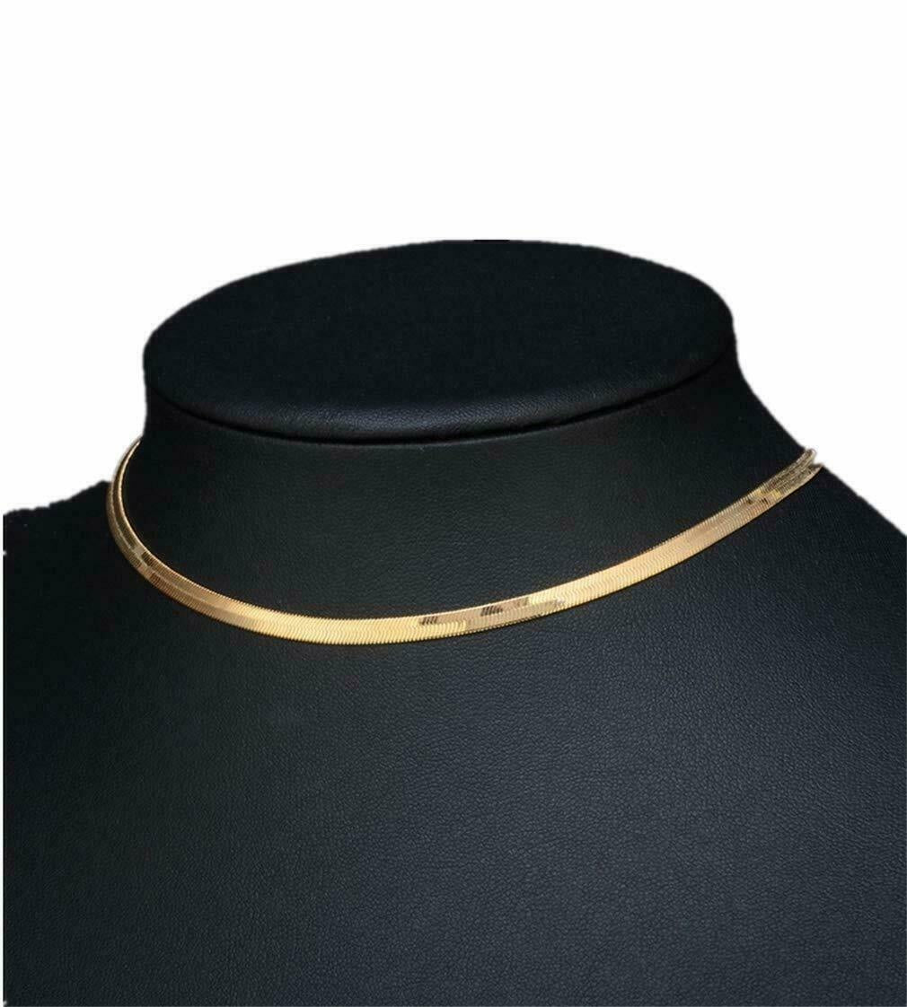 Simple Sexy Gold Silver Plated Shiny Flat Plain Snake Bone Chain Choker Necklace
