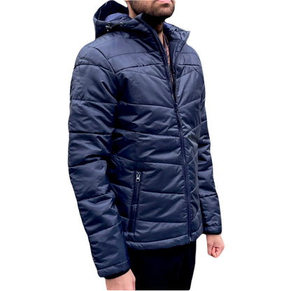 Men Winter Padded Hooded Jacket Puffer Lightweight Warm Zip Pockets Coat Outdoor