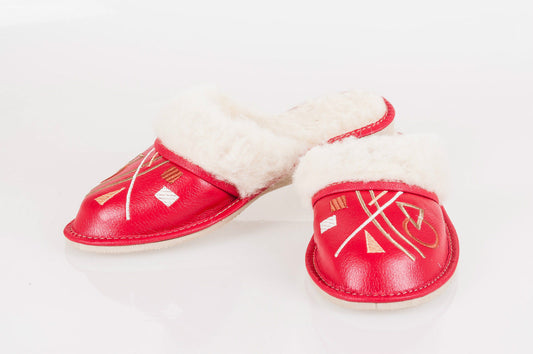 Women`S/Ladies Warmed Slippers 100% Natural Leather&Sheepw