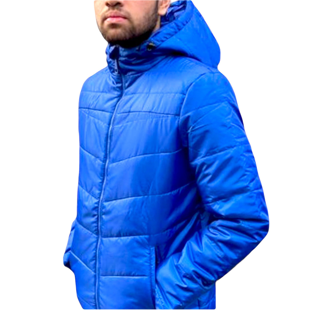 Men Winter Padded Hooded Jacket Puffer Lightweight Warm Zip Pockets Coat Outdoor