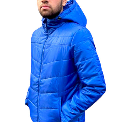 Men Winter Padded Hooded Jacket Puffer Lightweight Warm Zip Pockets Coat Outdoor