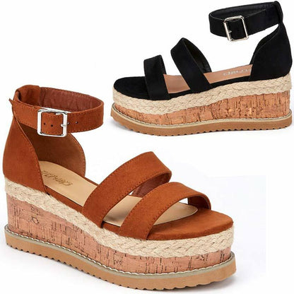 Ladies Wedge Platform Sandals Fancy Summer Dress Heels Walking Party Shoes Size