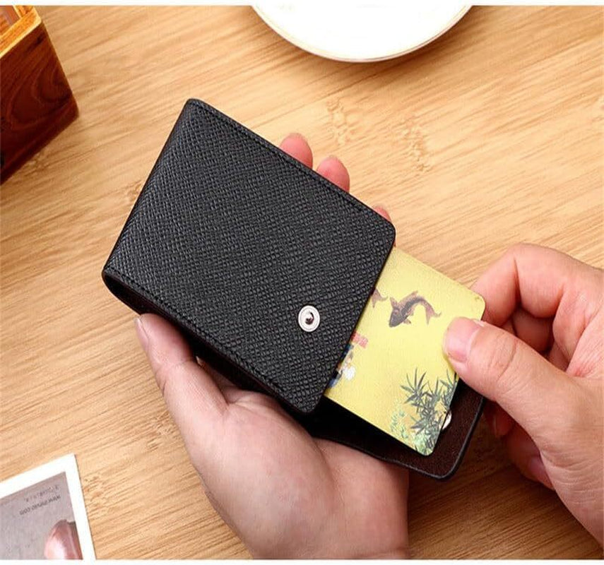 Credit Card Holder PU Leather ID Badge Money Pocket Purse 10 Slots Slim Case UK